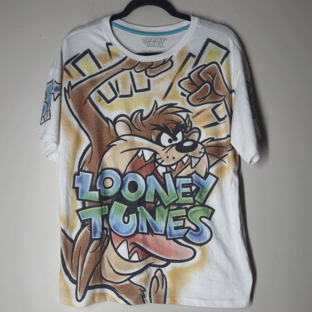 Looney Tunes Taz Tasmanian Devil Grafiti Cartoon Sports T-Shirt Medium